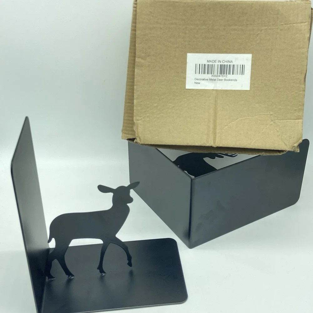 Decorative Buck And Doe Metal Bookends Black Cabincore Man Cave Deer‎